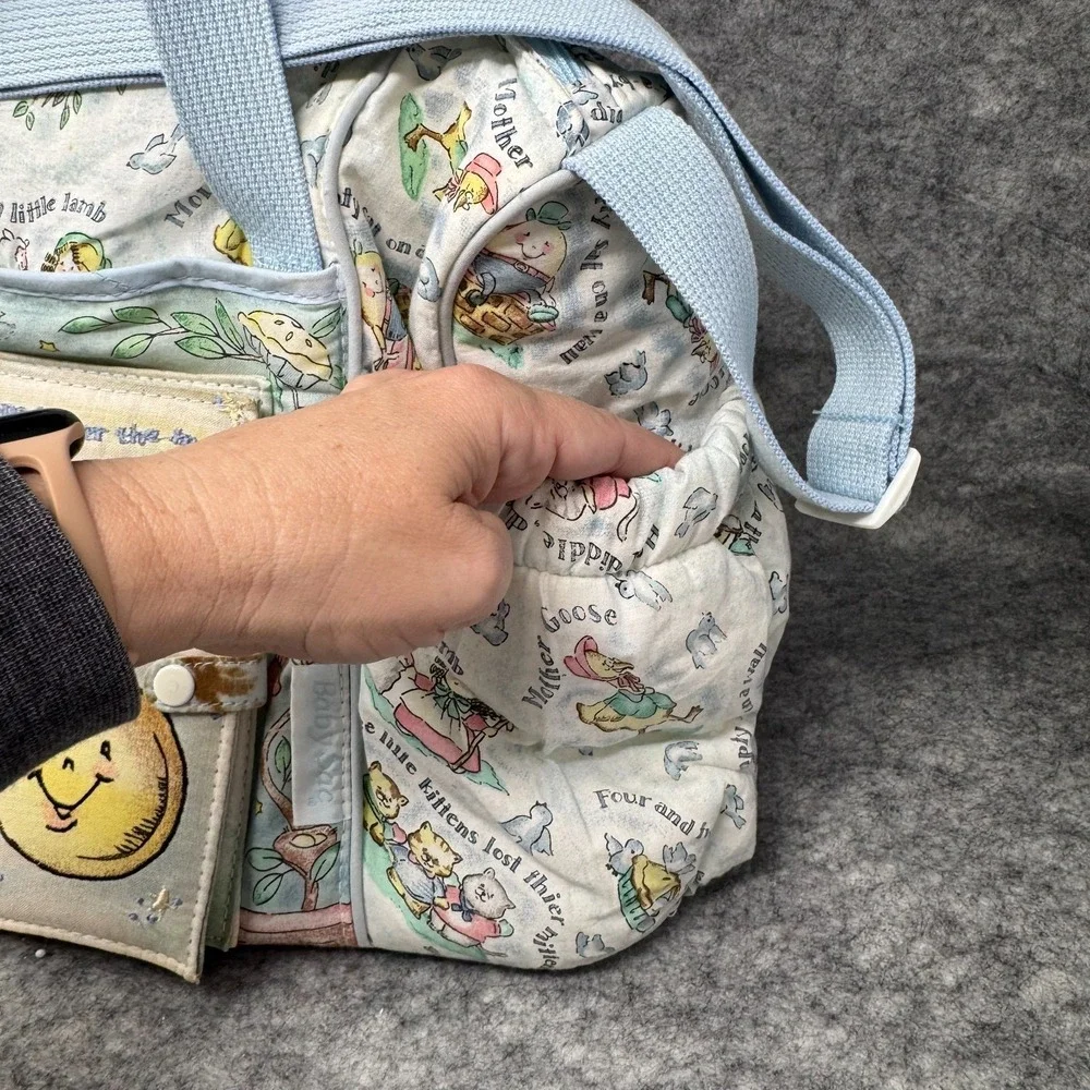 Vtg 80s Nursery Rhyme Baby Sac Diaper Bag Quilted Mother Goose Boy Girl Deadstoc